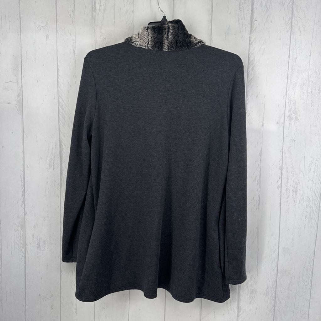 XL faux fur trim cardi