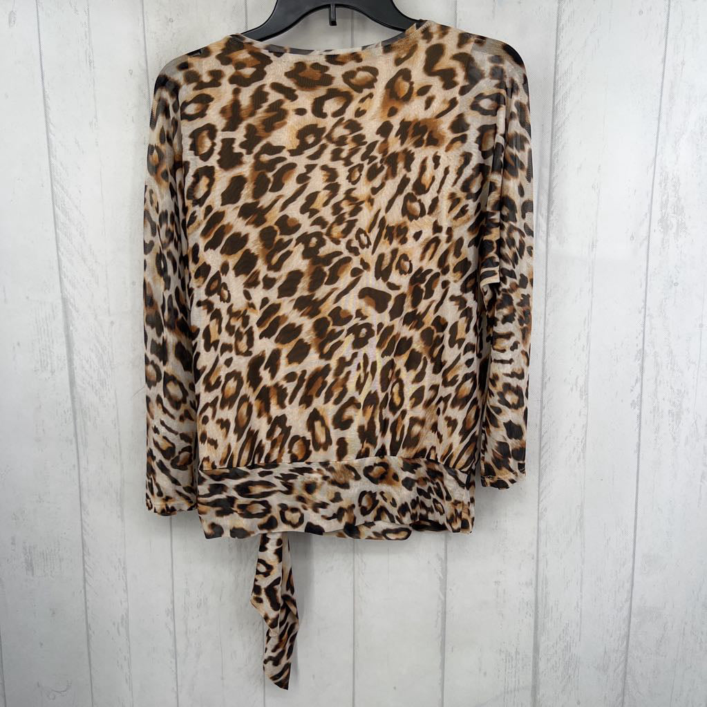 S animal print mesh l/s top