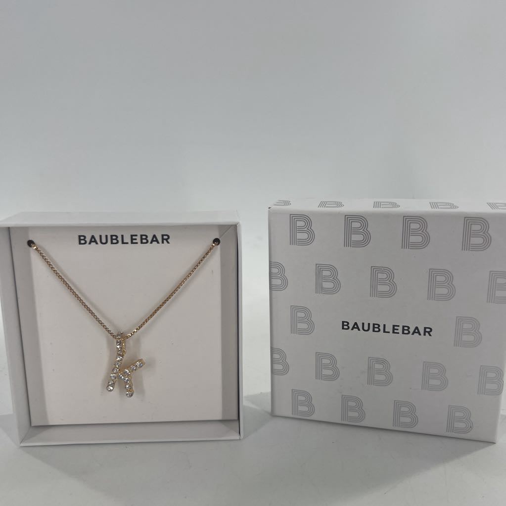 gold tone K pendant necklace