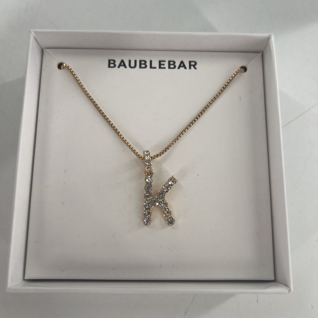 gold tone K pendant necklace