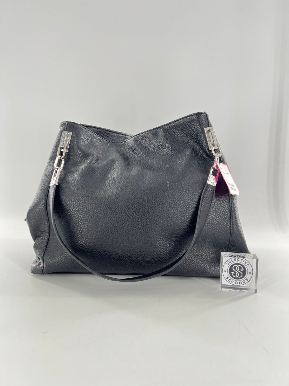 vegan leather triple compartment handbag