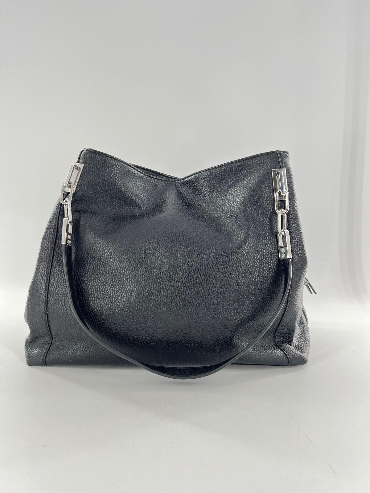 vegan leather triple compartment handbag