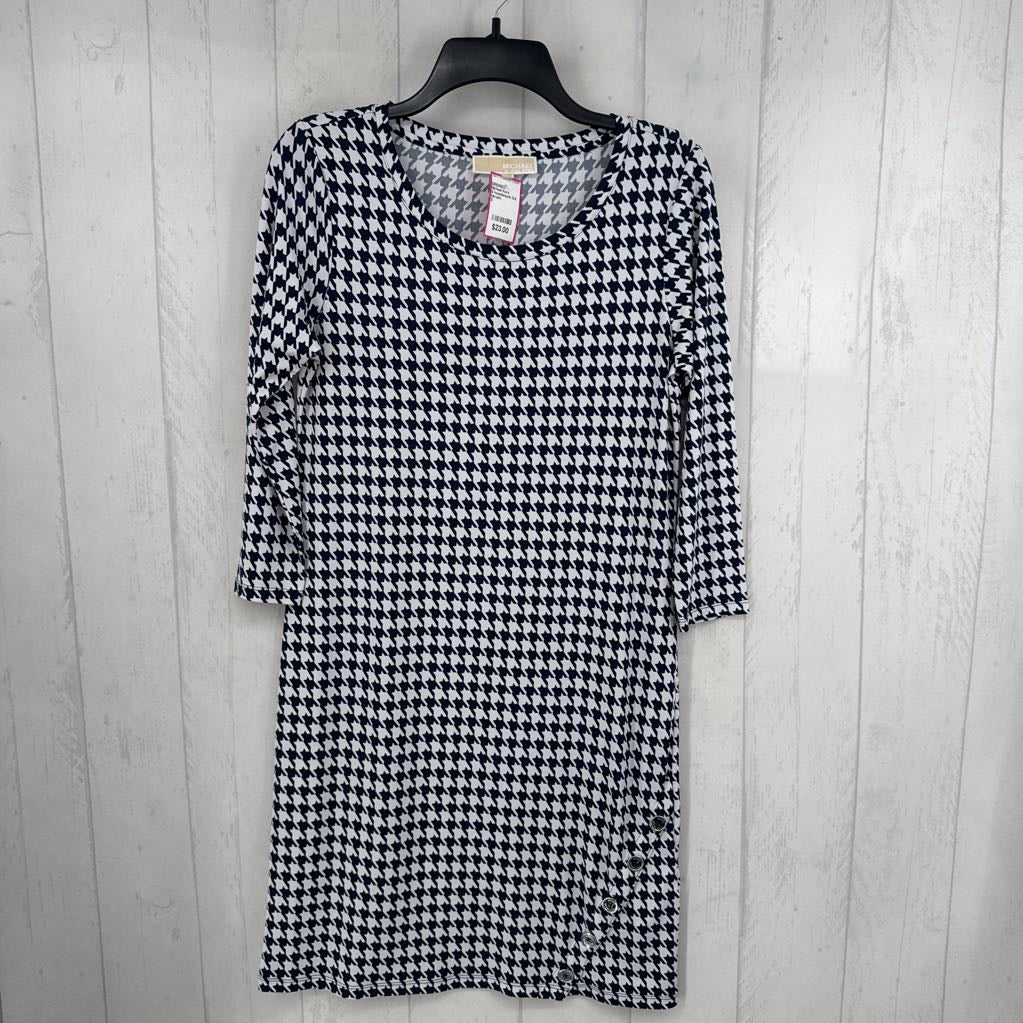 S houndstooth 3/4 slv dress