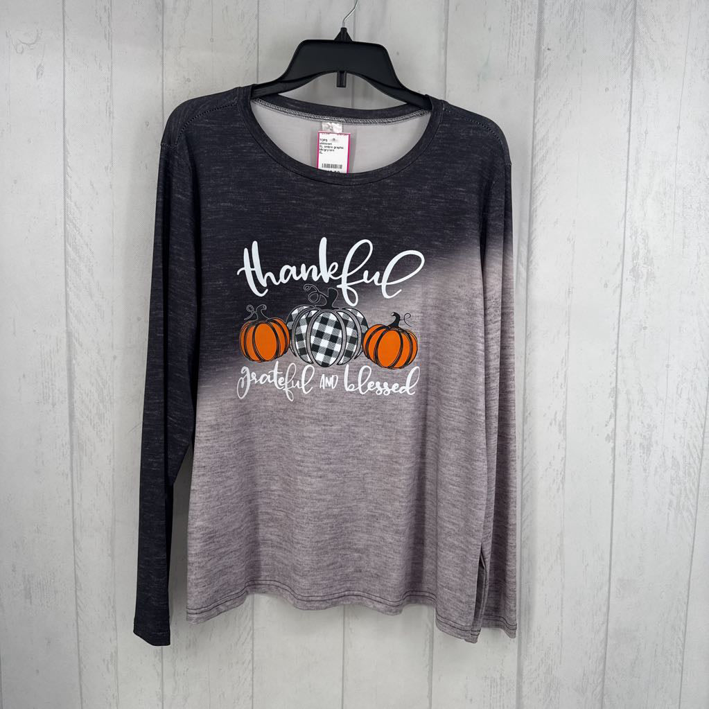 XL ombre graphic l/s tee-thankful