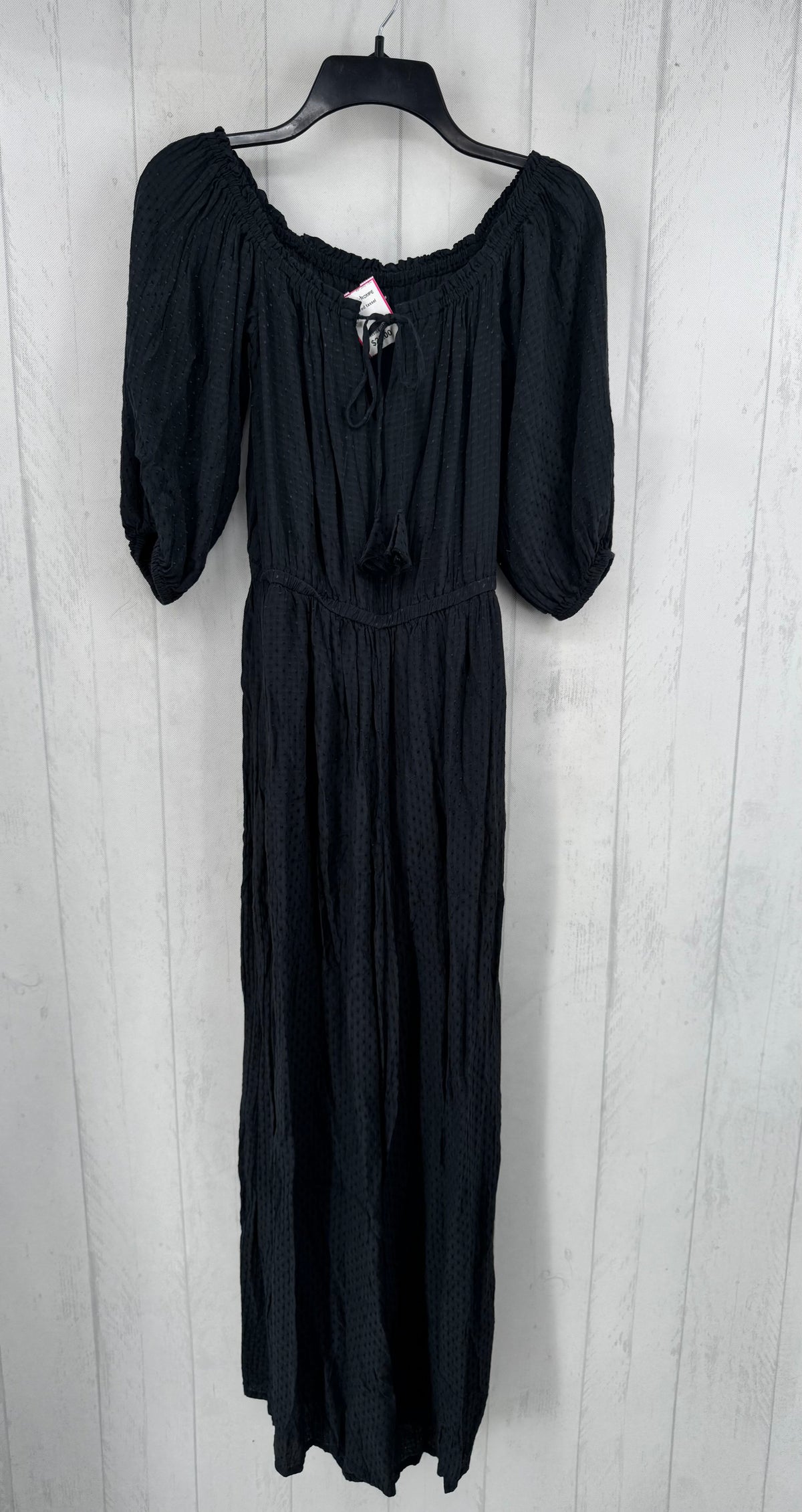 S textured tassel tie s/s jumpsuit