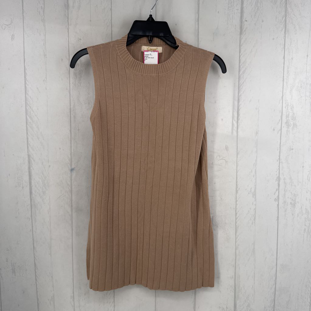 S rib knit mock neck tank