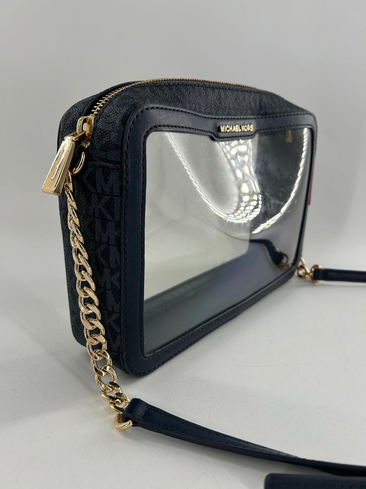 clear monogram chain strap crossbody