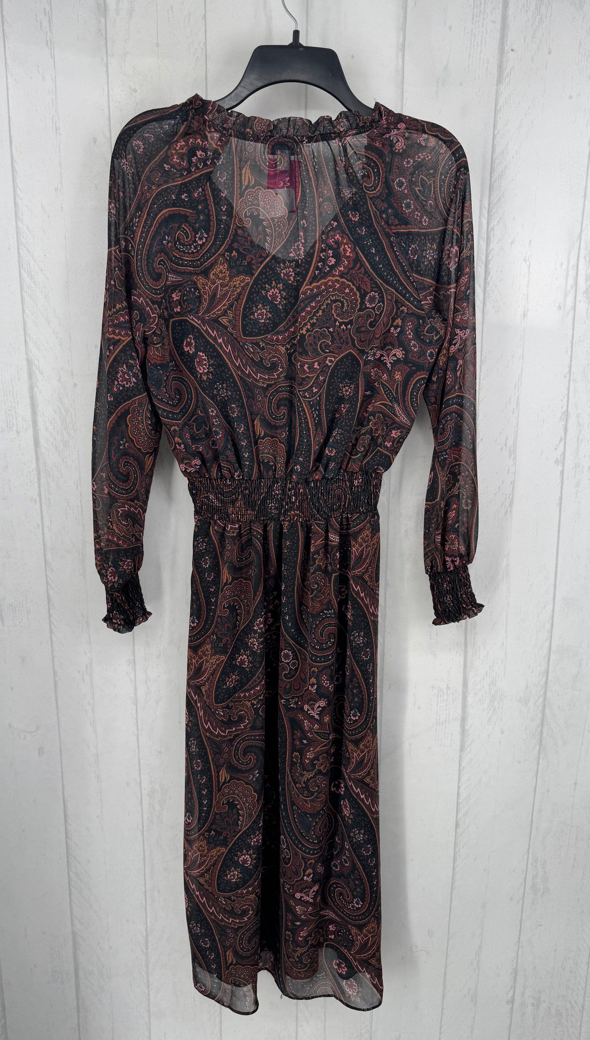 XS paisley print tie-front l/s dress