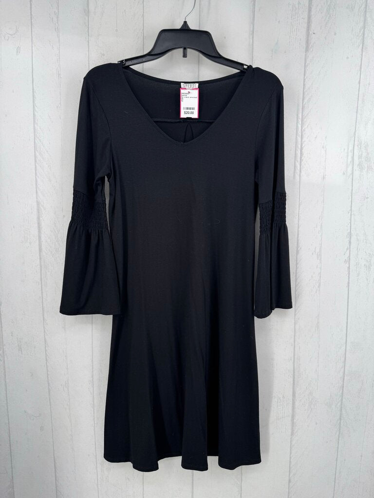 Sp v-neck smocked flare slv dress
