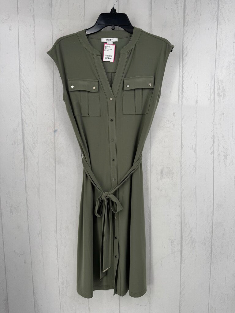 XS button down belted slvls dress