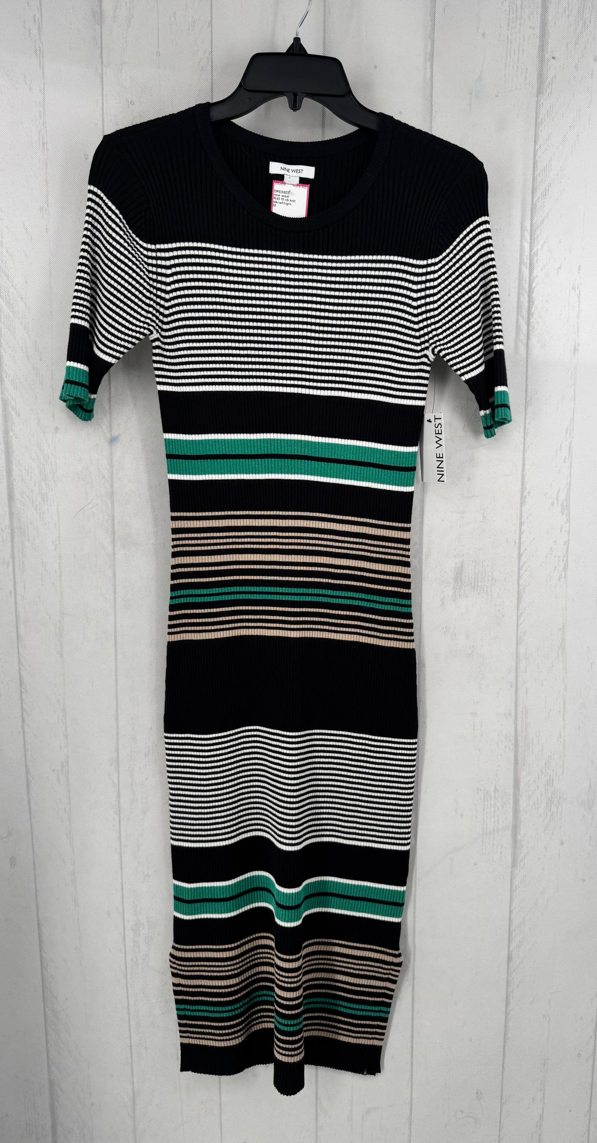 R40 M rib knit striped s/s dress