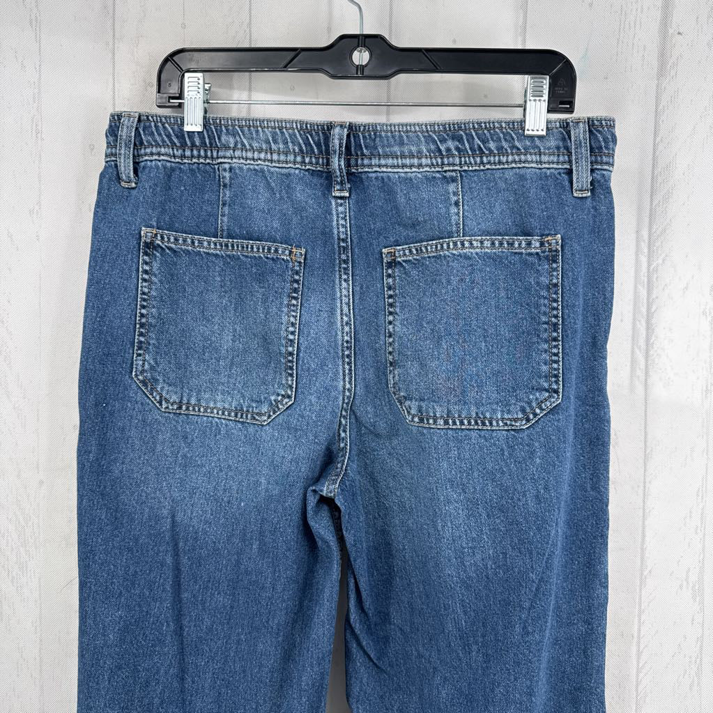 S drawstring waist wide leg jean