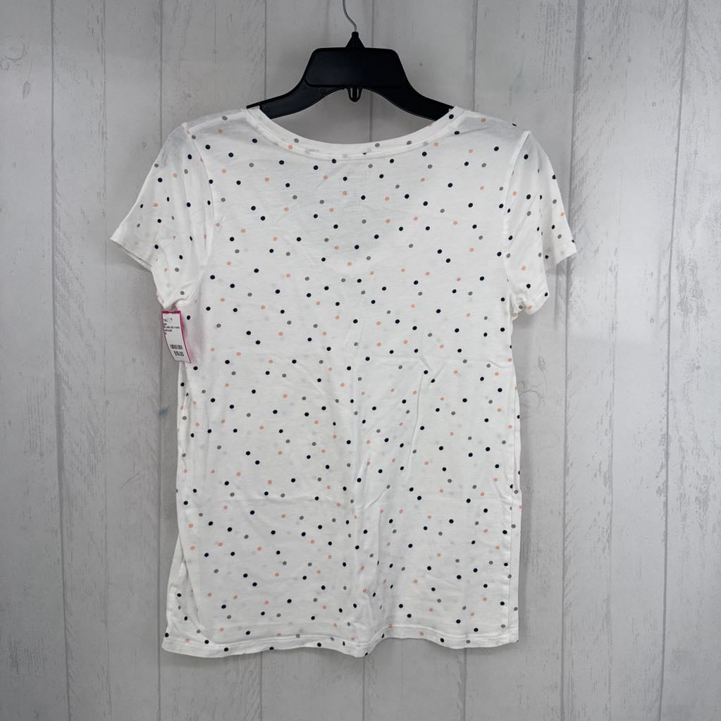 M polka dot v-neck s/s tee