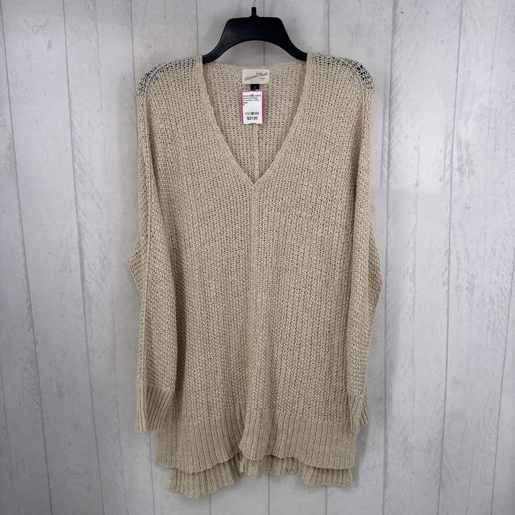 M crochet v-neck sweater