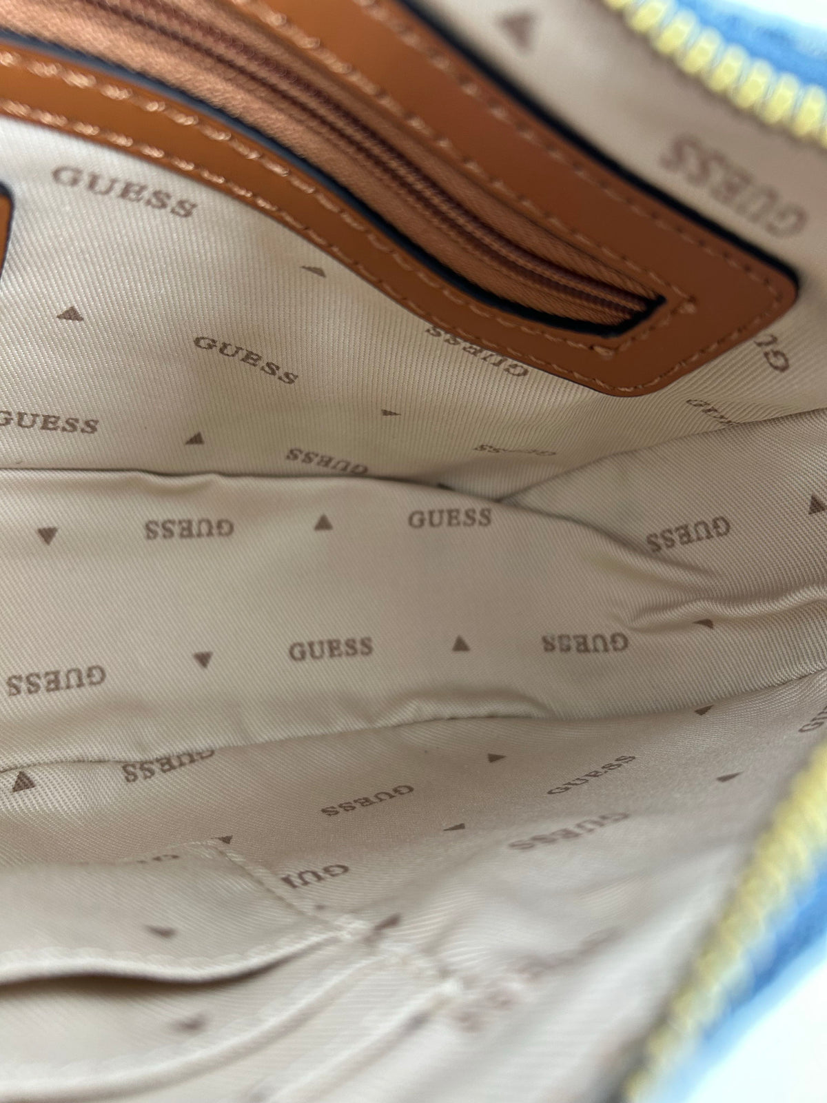 R108 denim logo shoulder bag