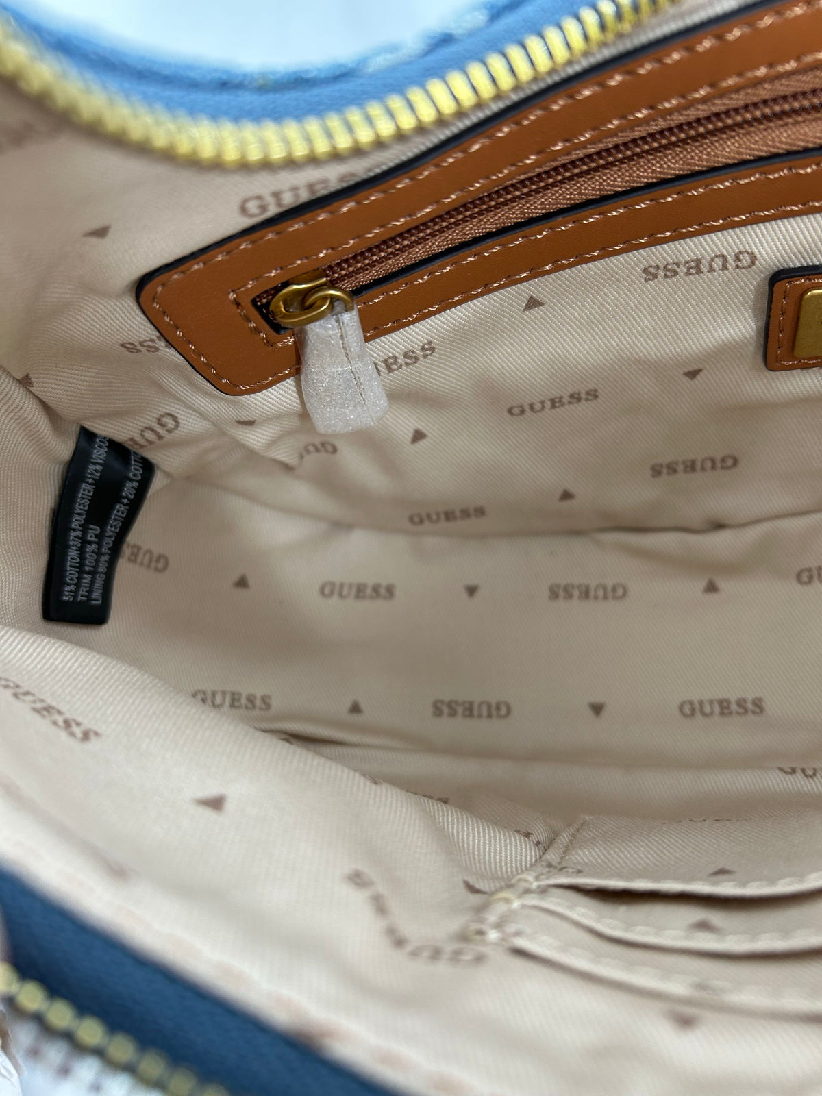 R108 denim logo shoulder bag
