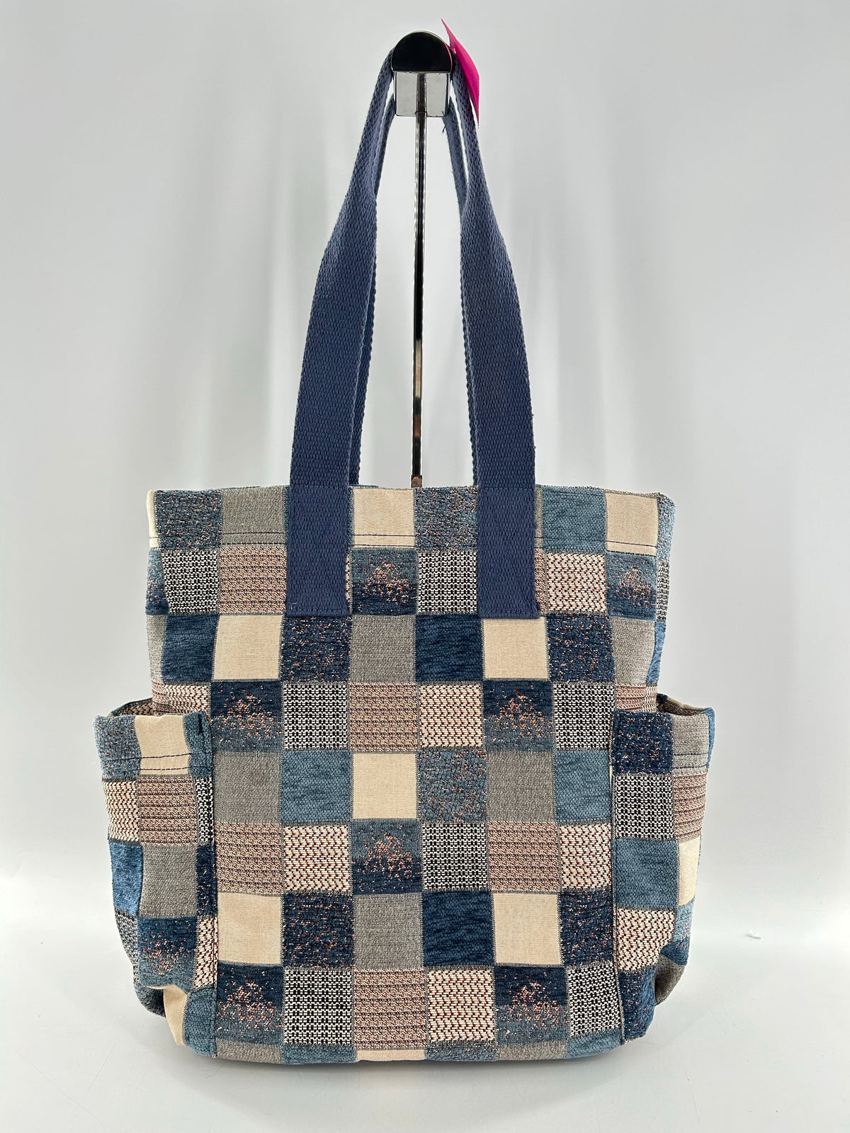 checkerboard patchwork canvas tote