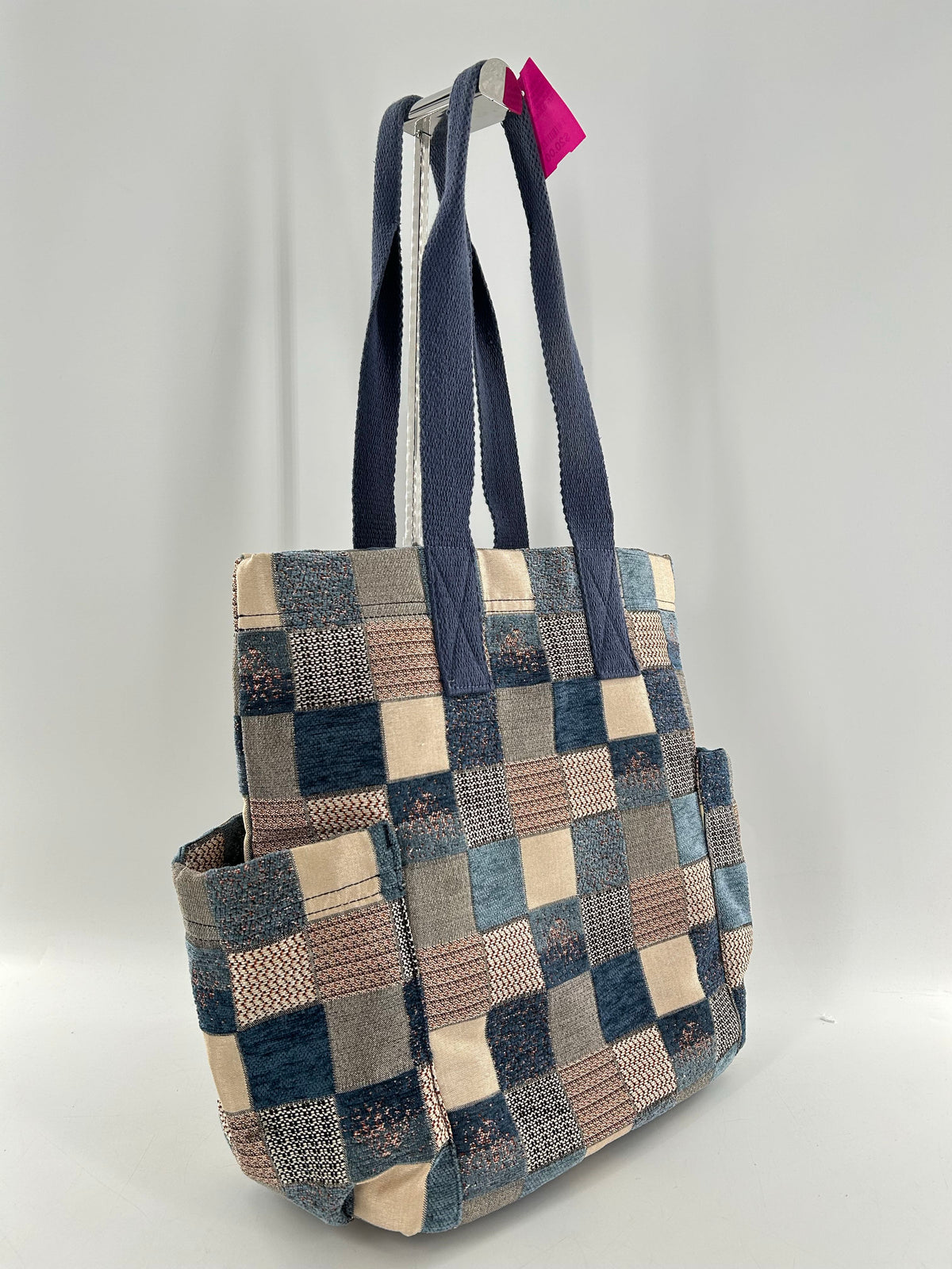 checkerboard patchwork canvas tote