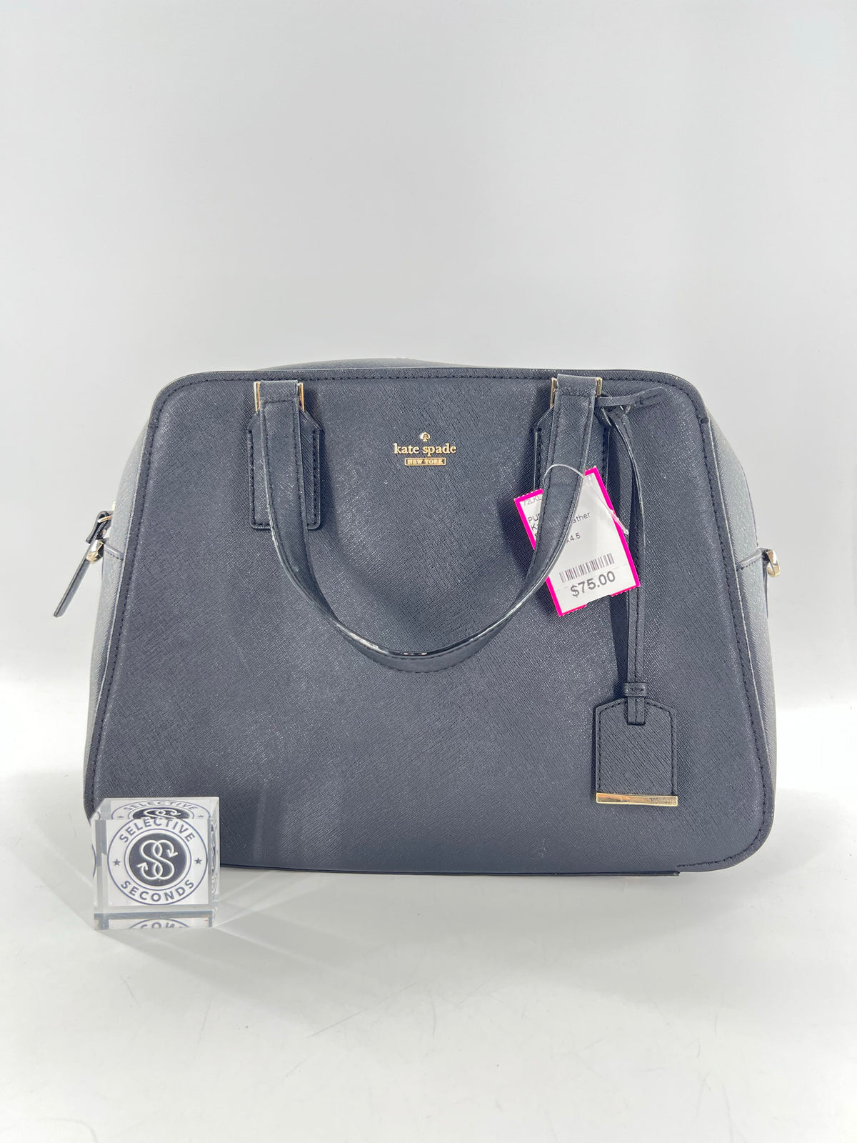 saffiano leather dual top handles satchel