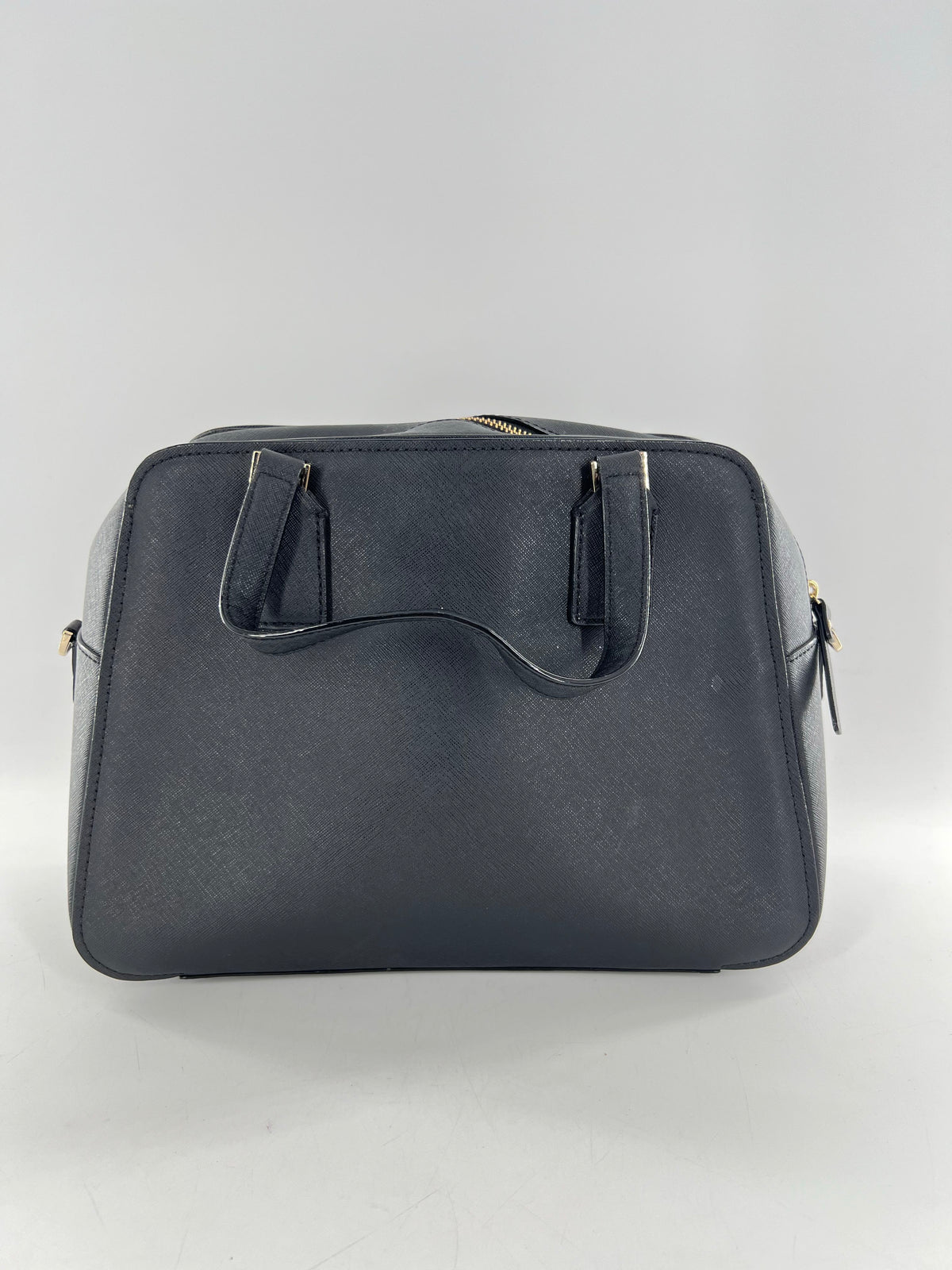 saffiano leather dual top handles satchel