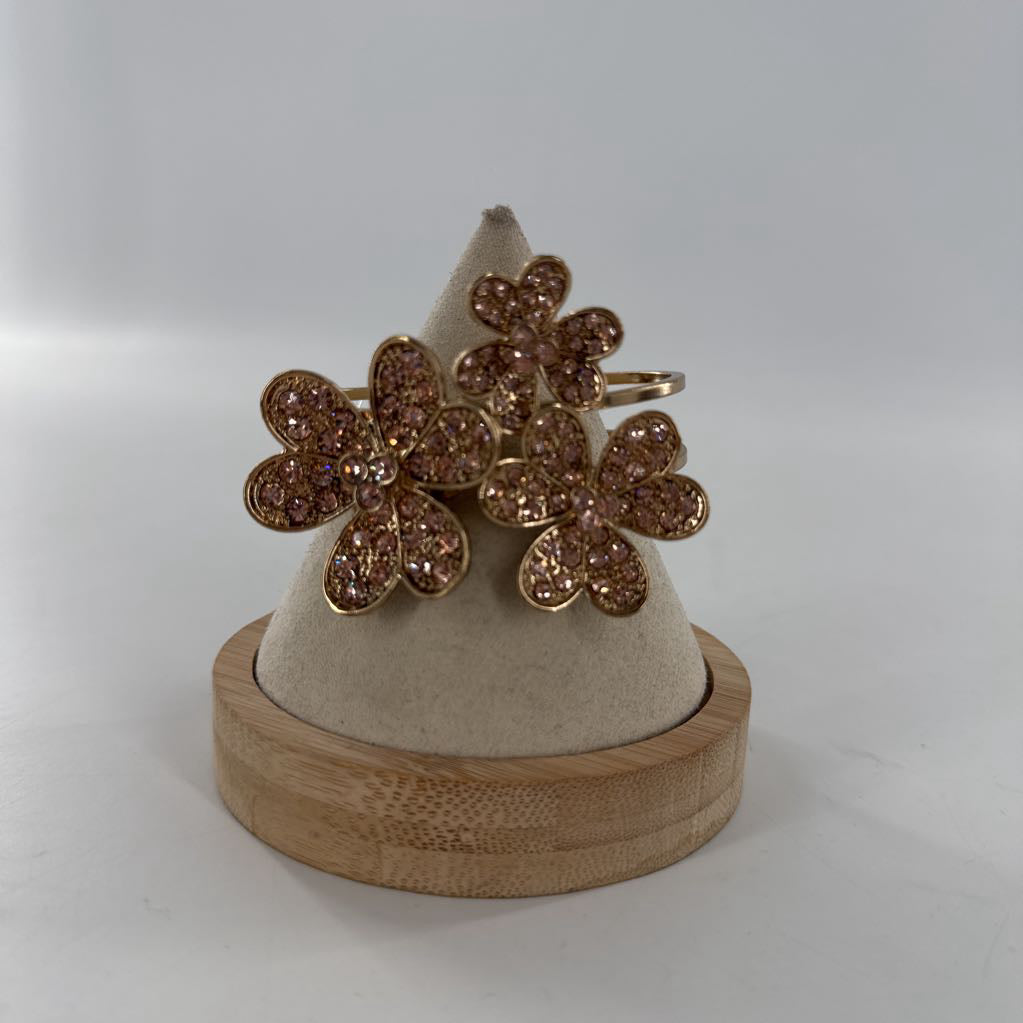 rose gold floral hinged bracelet