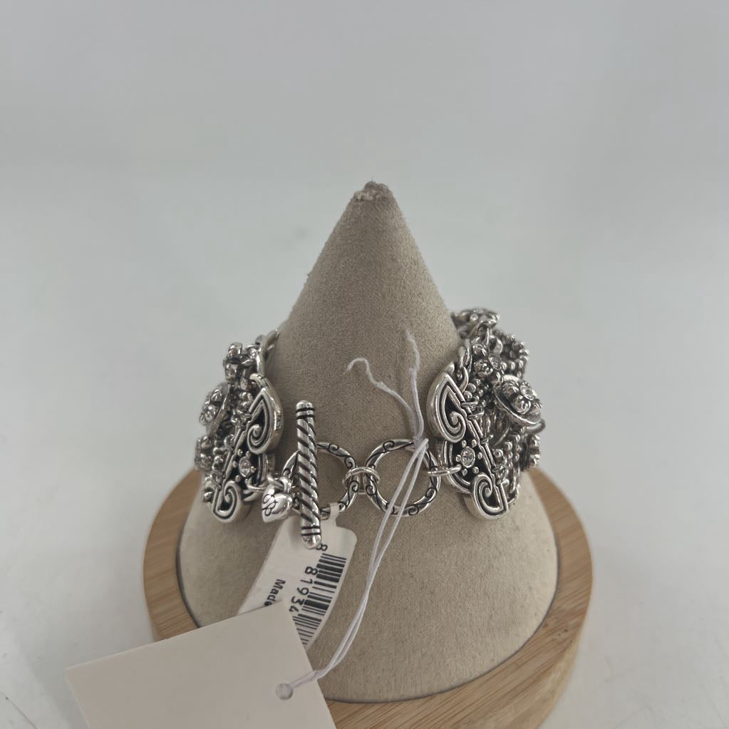 silver chain & crystal toggle bracelet