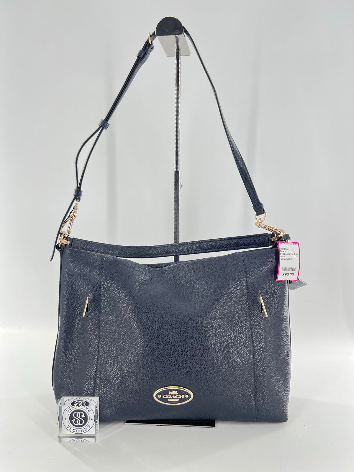 pebbled satchel w/ 2 front zip pockets