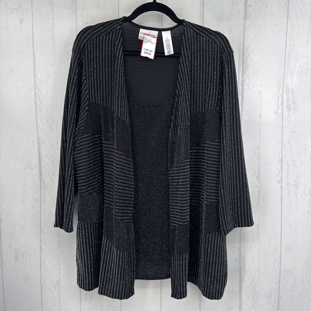 3X sparkly layered 3/4 slv top