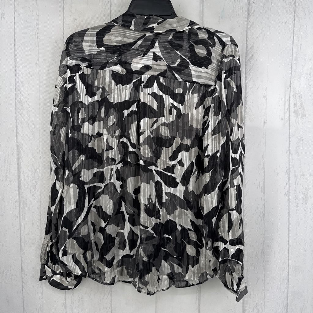 L semi-sheer button down l/s top