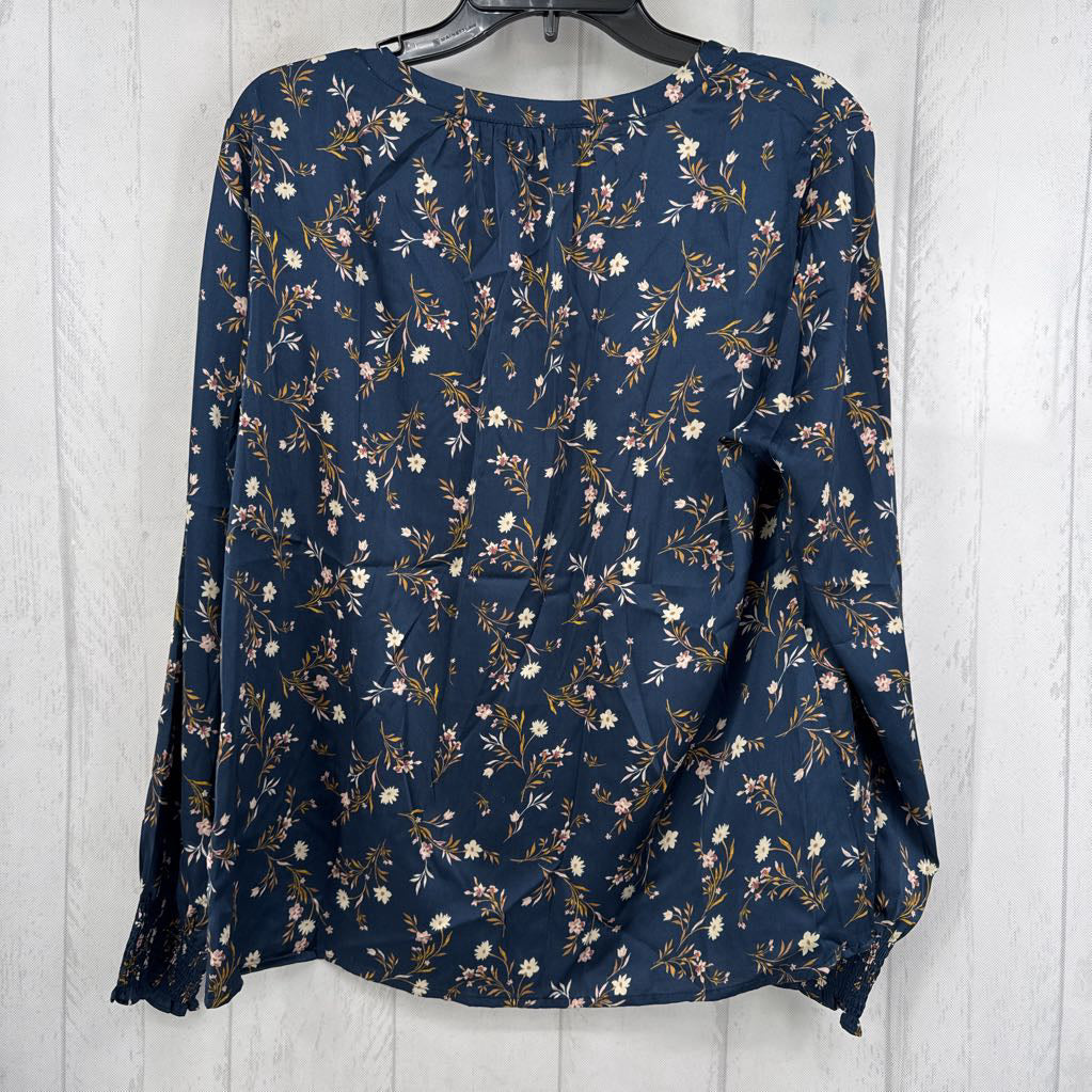 L flo print v-neck l/s top