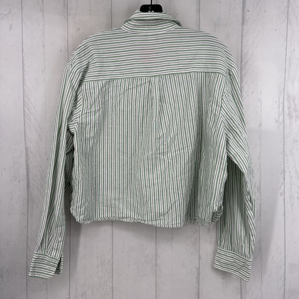 M striped button down crop l/s top