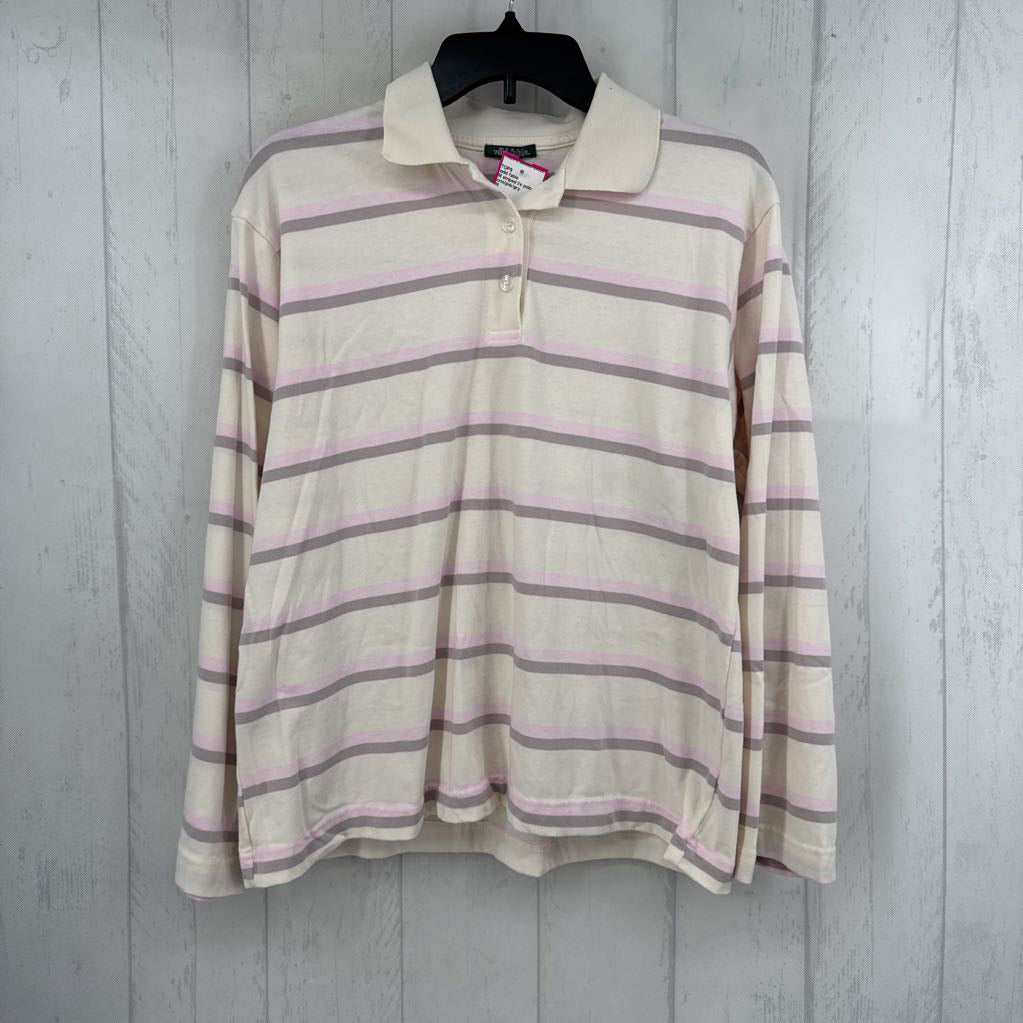 M striped l/s polo