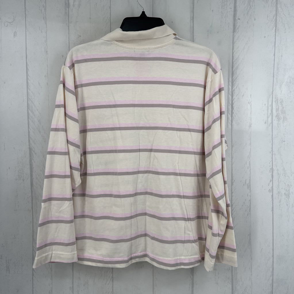 M striped l/s polo