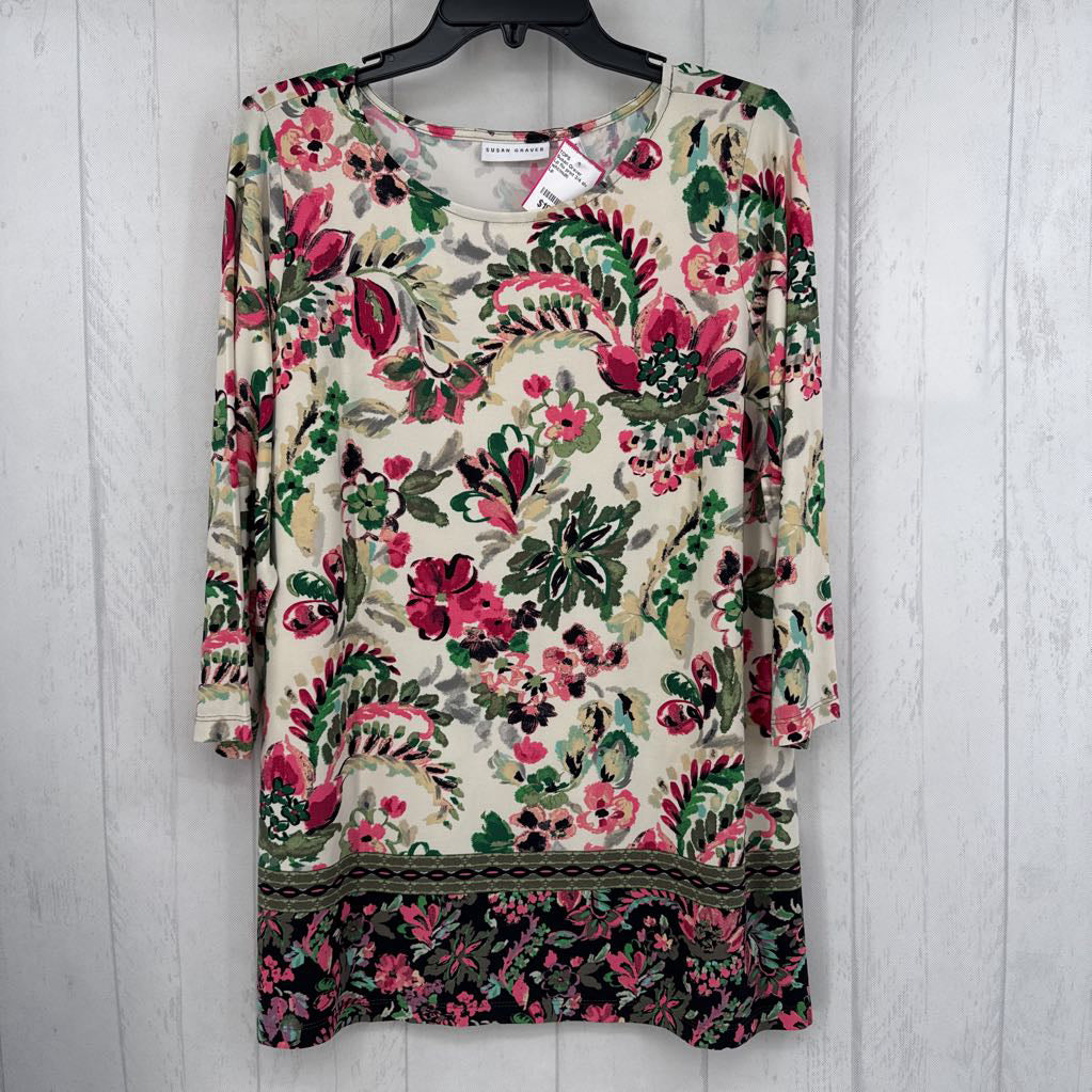 Lp flo print 3/4 slv top