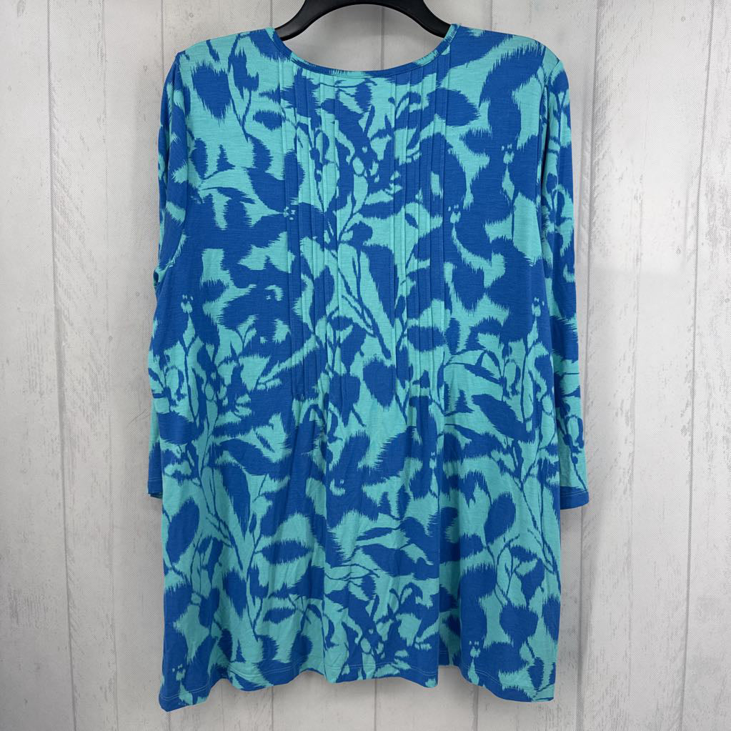 M colorful tie front 3/4 slv top