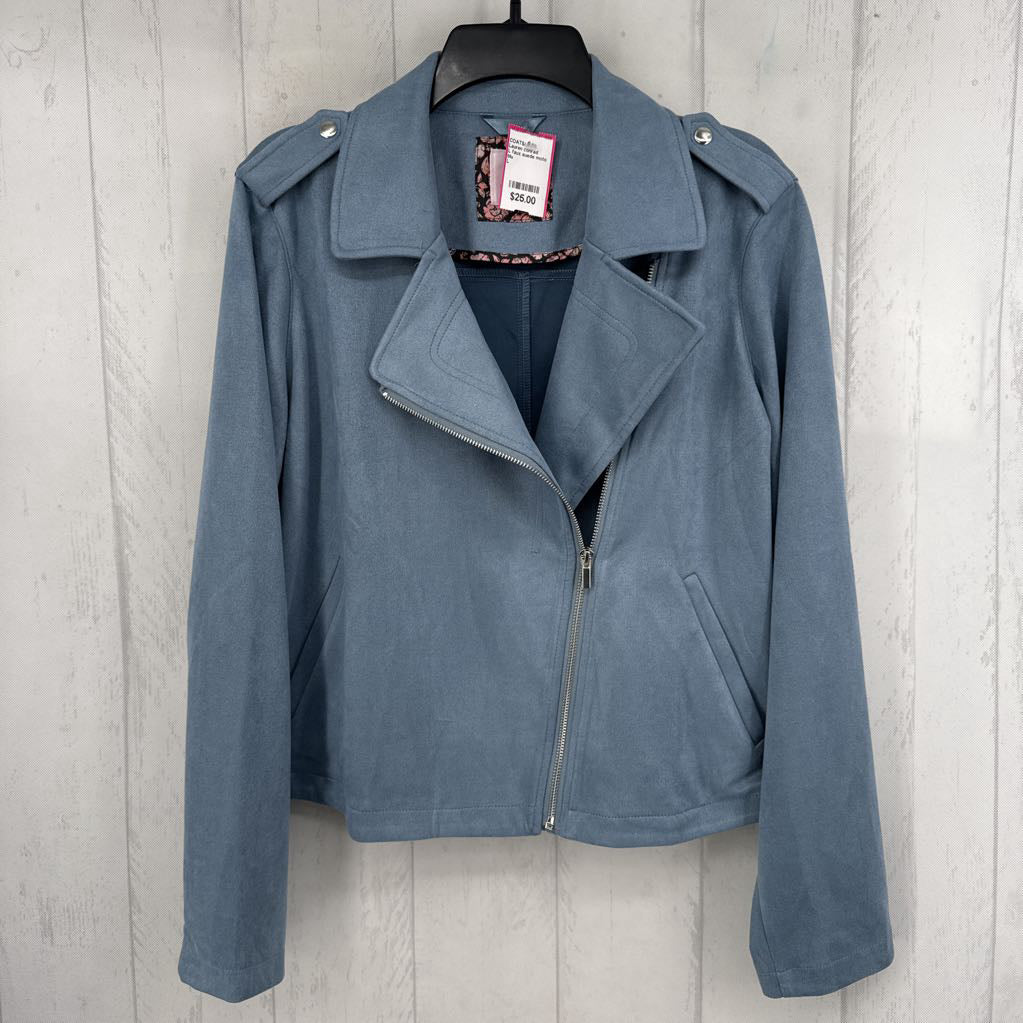 L faux suede moto jacket