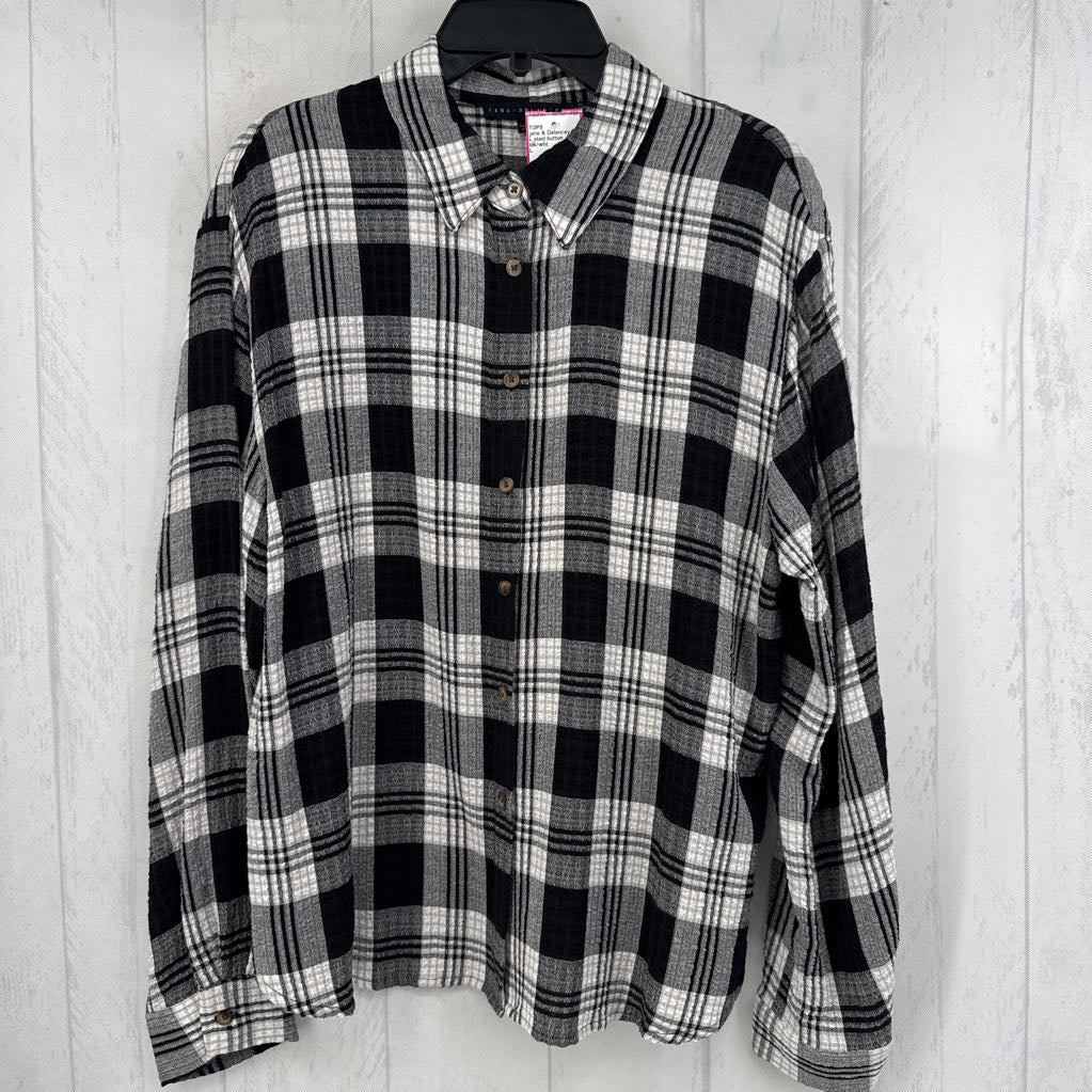 L plaid button down l/s top