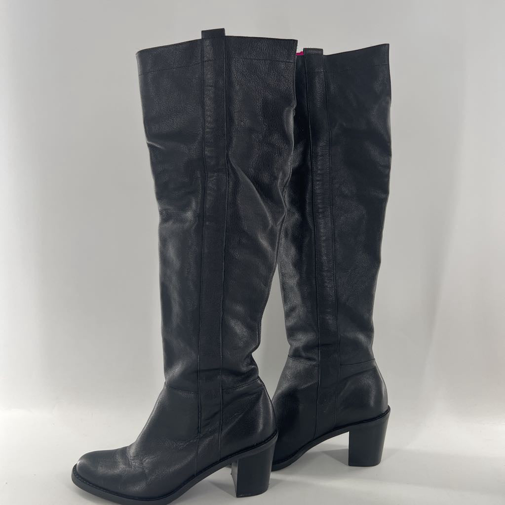 8.5 tall leather low heel boot