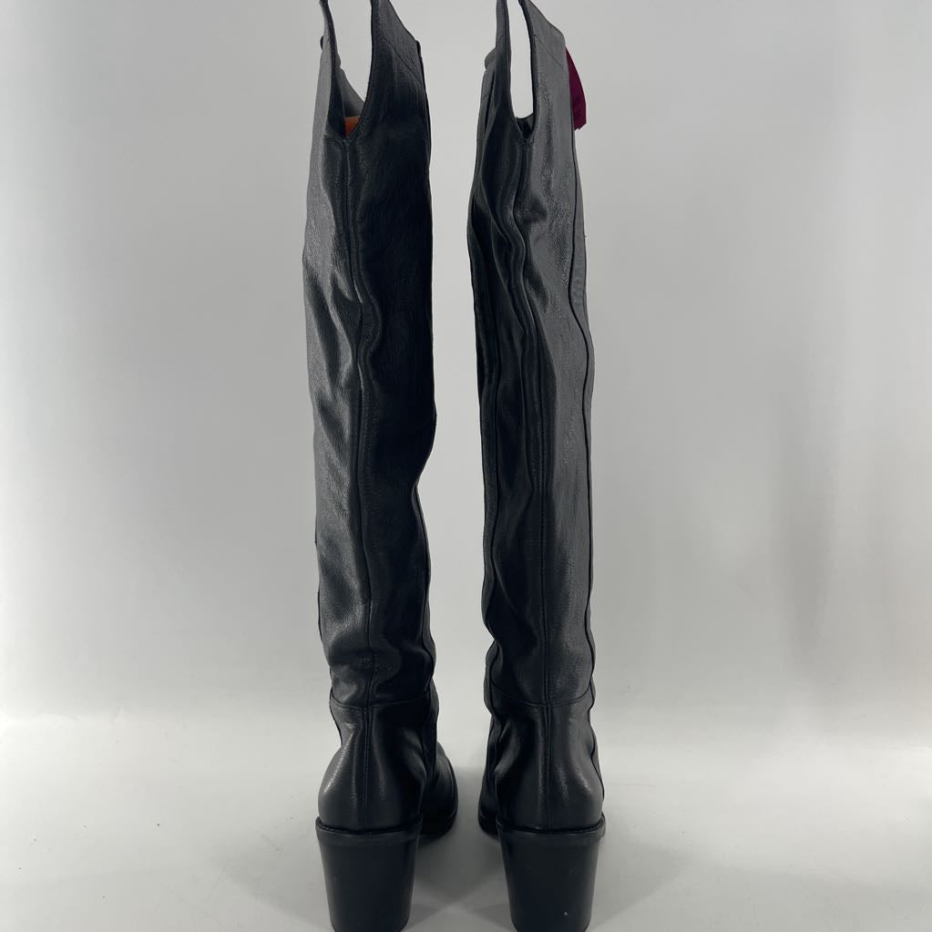 8.5 tall leather low heel boot