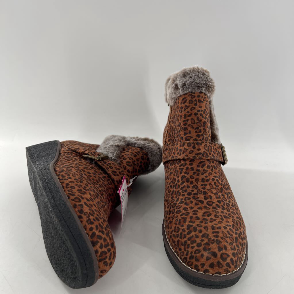11 faux-fur trimmed animal print wedge heel bootie
