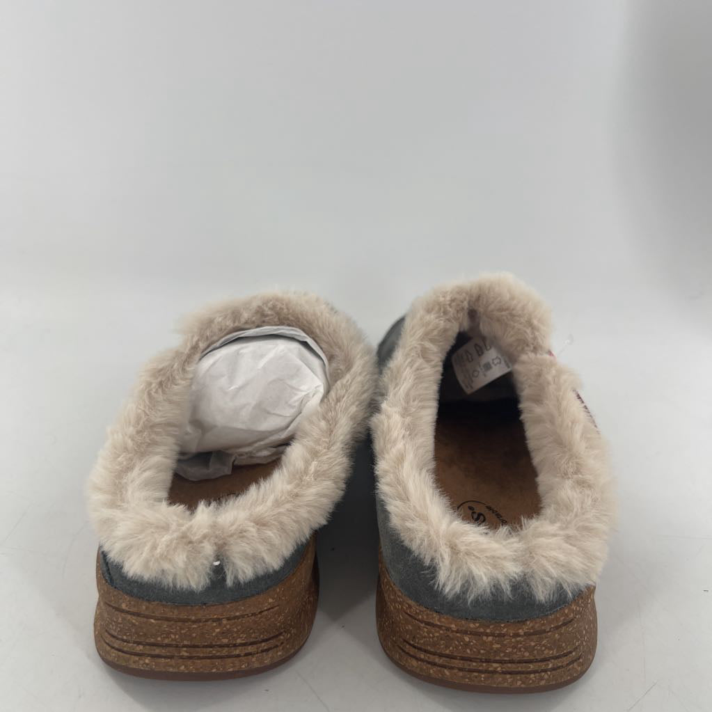 8 fur lined suede clog