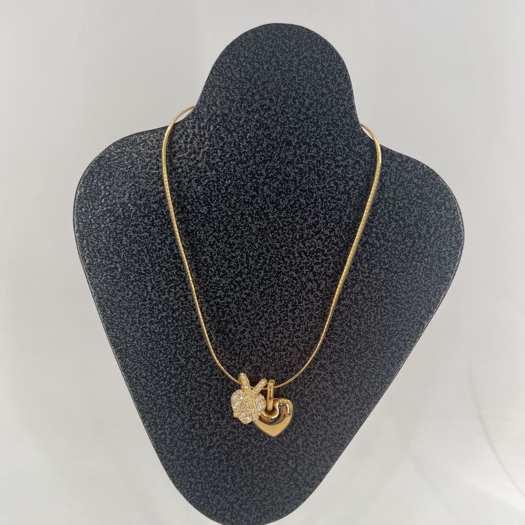9" gold tone 2 slider charm necklace