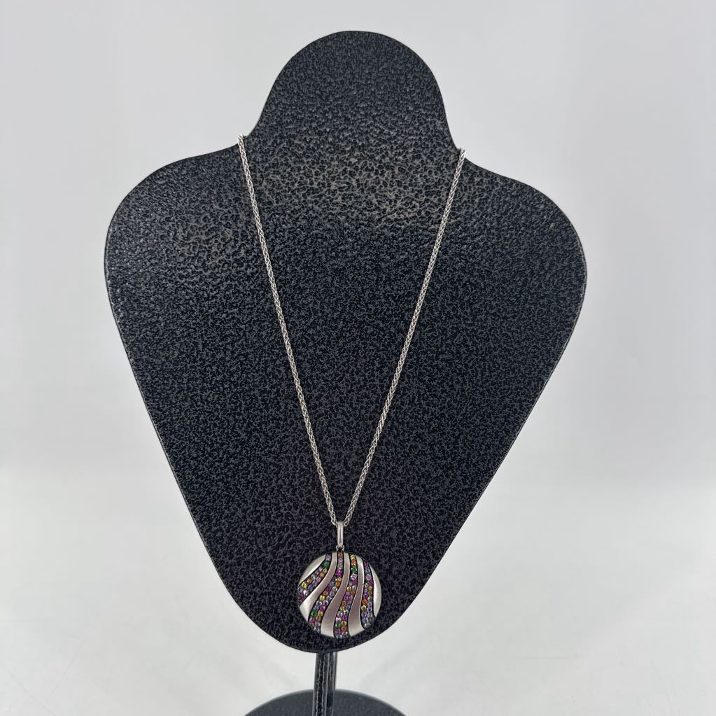 .925 silver colorful crystals pendant necklace