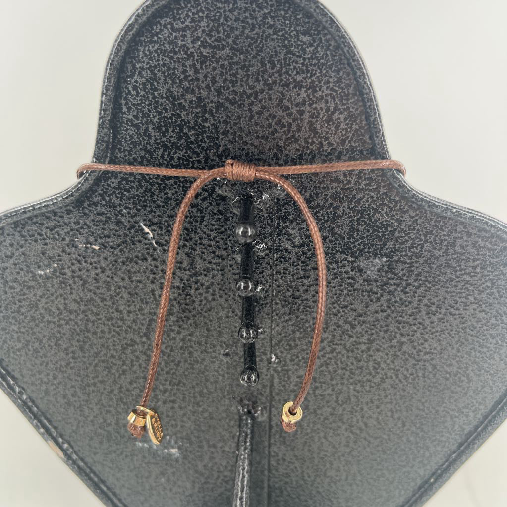 brown beaded teardrop pendant slider necklace