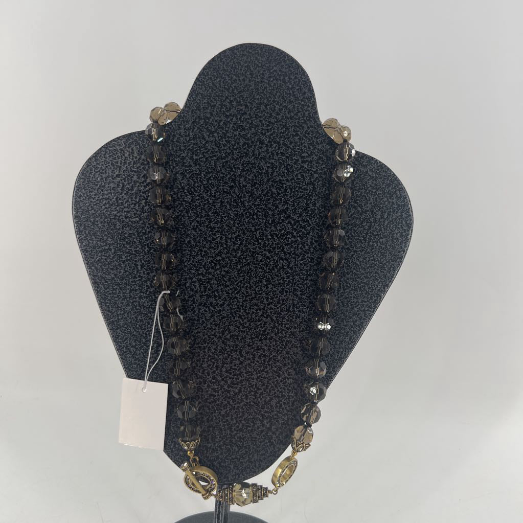 12" smoky quartz crystal toggle necklace