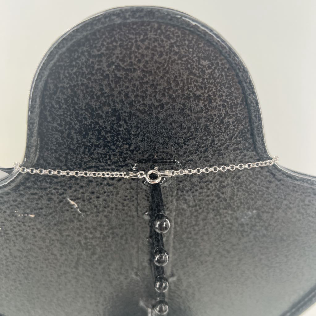 .925 10" silver cz heart pendant necklace