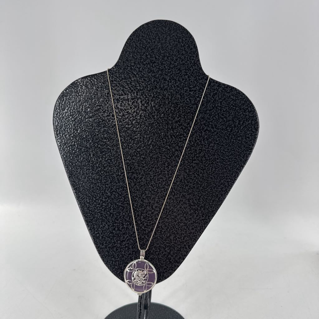 12" silver necklace w/ colorful interchangeable stones