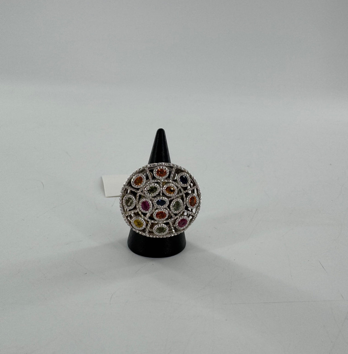 sz 7 silver colorful stone ring