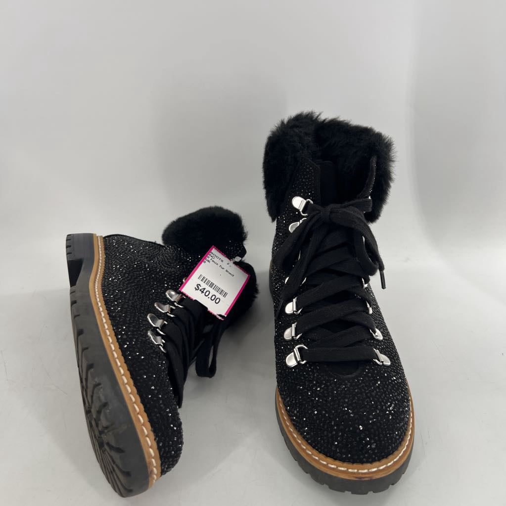 8 faux fur lined embelished ankle boot