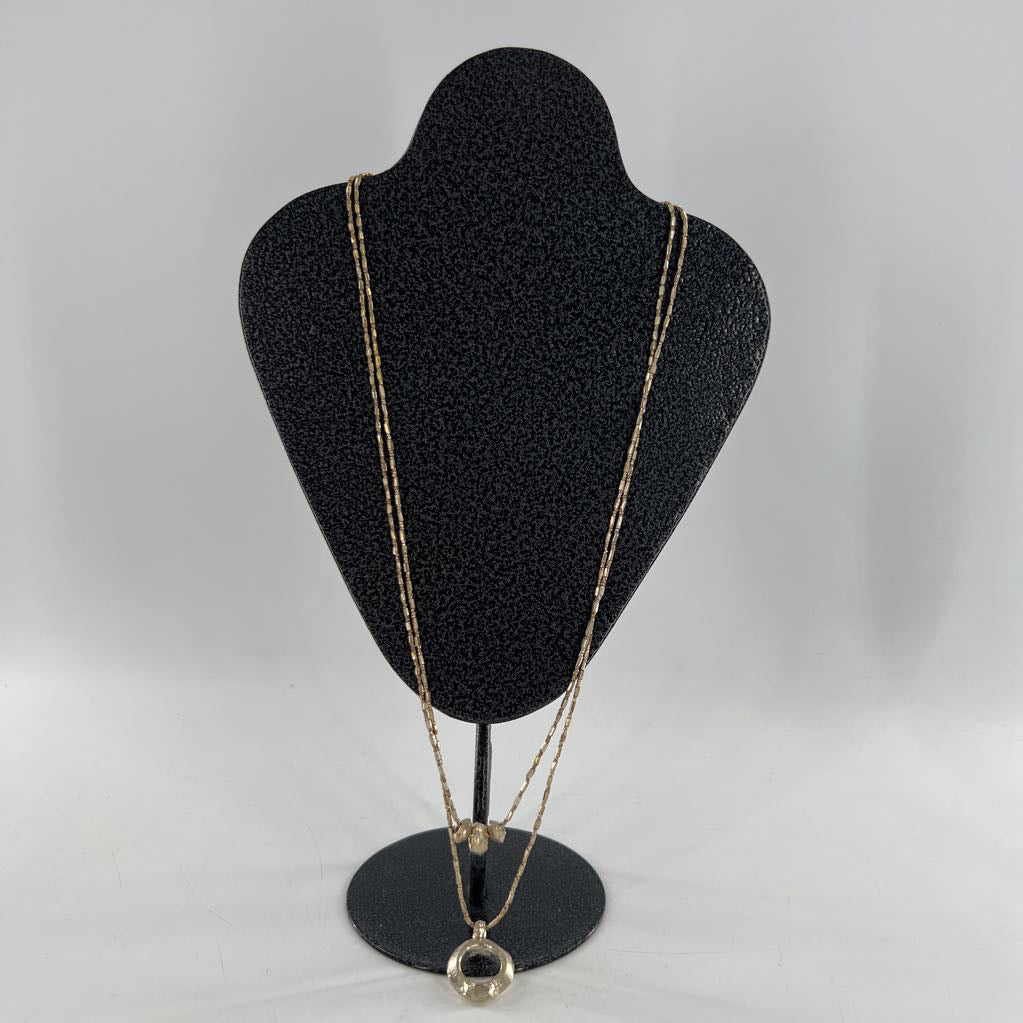 18" gold tone double layer necklace